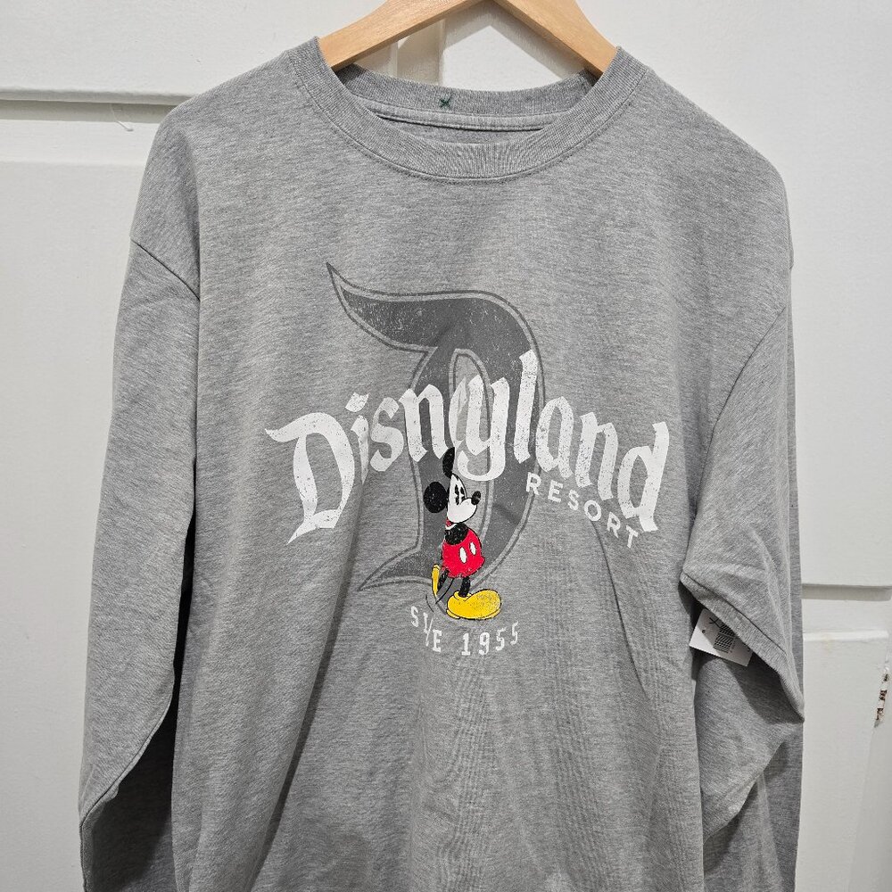 NEW Disneyland Resort Grey Mickey Mouse Disney Graphic Long Sleeve Tee Shirt